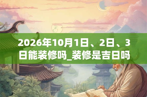 2026年10月1日、2日、3日能装修吗_装修是吉日吗