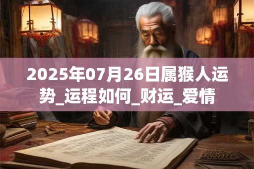 2025年07月26日属猴人运势_运程如何_财运_爱情