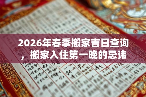 2026年春季搬家吉日查询，搬家入住第一晚的忌讳