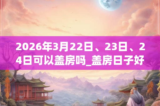 2026年3月22日、23日、24日可以盖房吗_盖房日子好吗