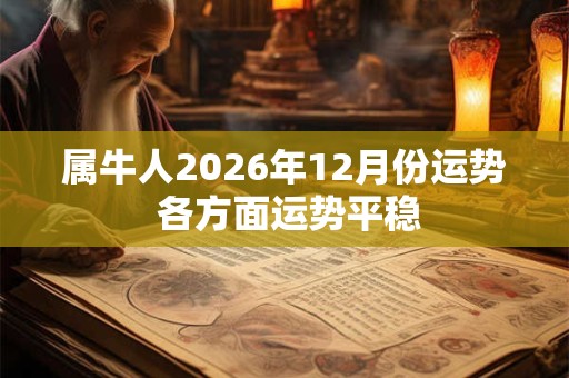 属牛人2026年12月份运势 各方面运势平稳