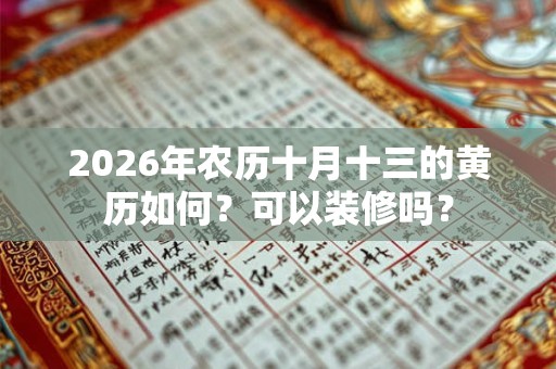 2026年农历十月十三的黄历如何？可以装修吗？