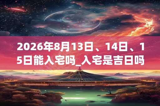 2026年8月13日、14日、15日能入宅吗_入宅是吉日吗