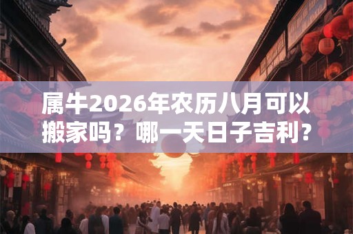 属牛2026年农历八月可以搬家吗？哪一天日子吉利？
