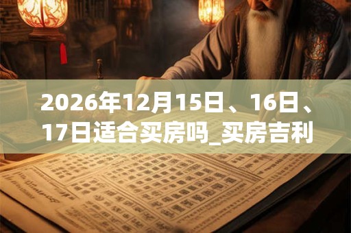 2026年12月15日、16日、17日适合买房吗_买房吉利吗