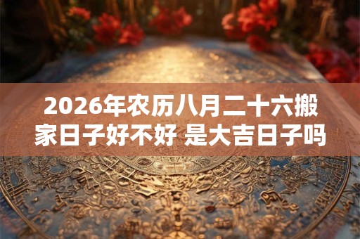 2026年农历八月二十六搬家日子好不好 是大吉日子吗