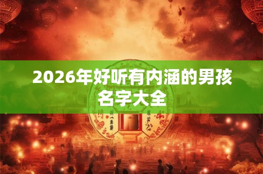 2026年好听有内涵的男孩名字大全