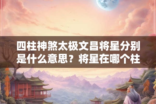 四柱神煞太极文昌将星分别是什么意思？将星在哪个柱上最好