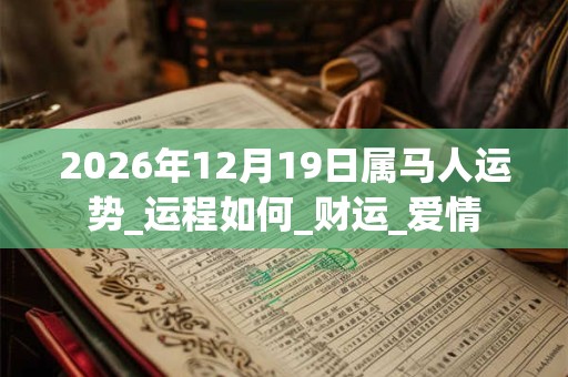 2026年12月19日属马人运势_运程如何_财运_爱情
