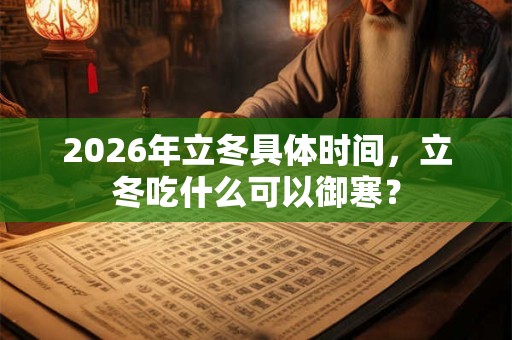 2026年立冬具体时间，立冬吃什么可以御寒？