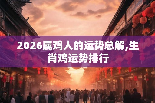2026属鸡人的运势总解,生肖鸡运势排行