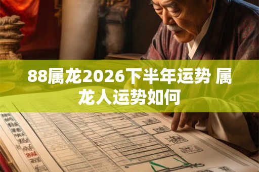 88属龙2026下半年运势 属龙人运势如何