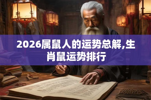 2026属鼠人的运势总解,生肖鼠运势排行