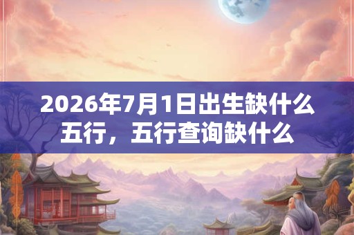2026年7月1日出生缺什么五行，五行查询缺什么