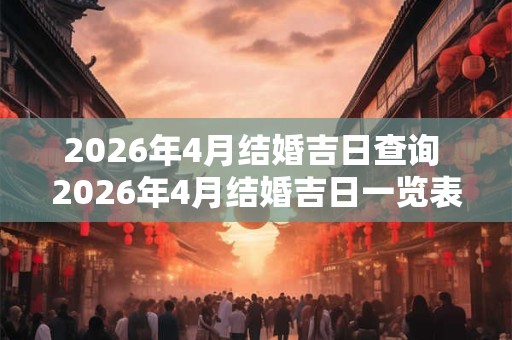 2026年4月结婚吉日查询 2026年4月结婚吉日一览表