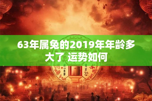 63年属兔的2019年年龄多大了 运势如何