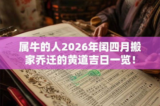 属牛的人2026年闰四月搬家乔迁的黄道吉日一览！