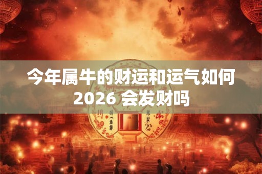 今年属牛的财运和运气如何2026 会发财吗