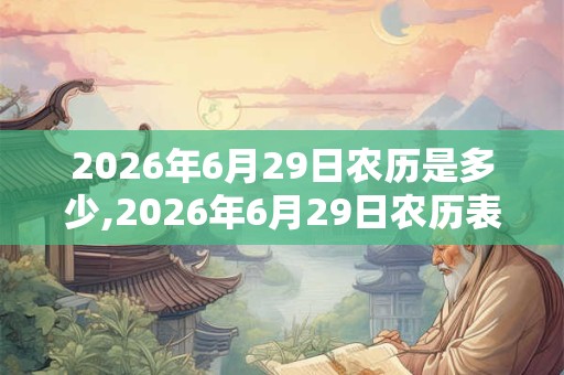 2026年6月29日农历是多少,2026年6月29日农历表