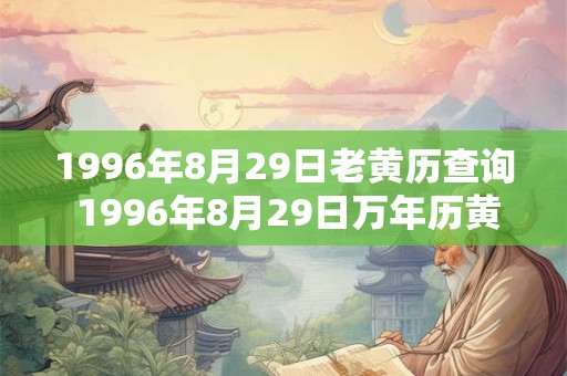 1996年8月29日老黄历查询 1996年8月29日万年历黄道吉日