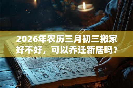 2026年农历三月初三搬家好不好，可以乔迁新居吗？