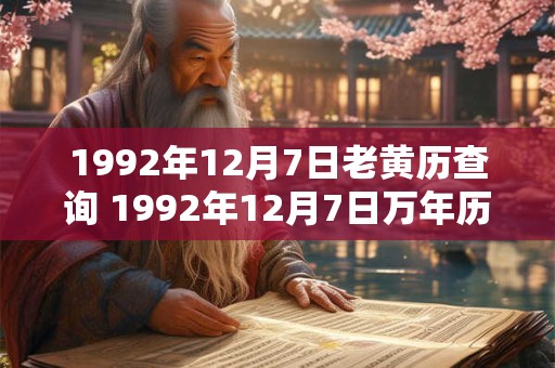 1992年12月7日老黄历查询 1992年12月7日万年历黄道吉日 1992年12月7日老黄历查询 1992年12月7日万年历黄道吉日
