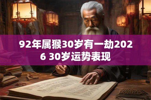 92年属猴30岁有一劫2026 30岁运势表现