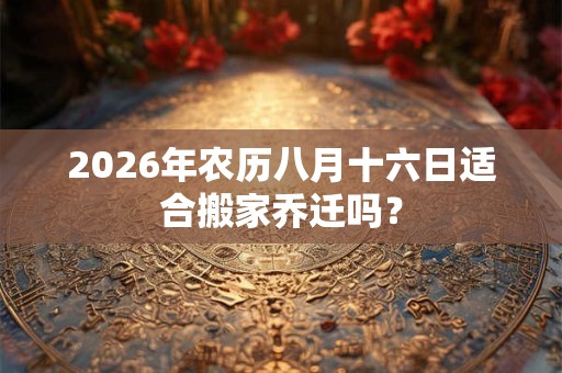2026年农历八月十六日适合搬家乔迁吗？