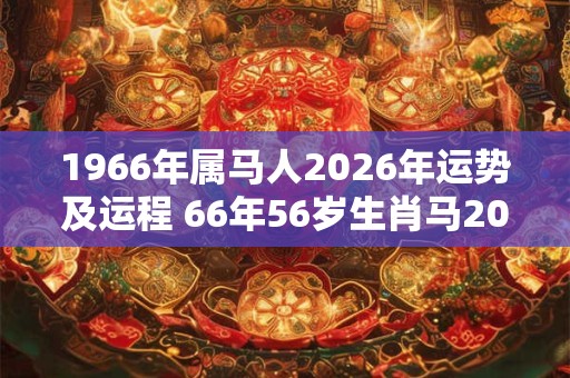 1966年属马人2026年运势及运程 66年56岁生肖马2026年每月运势