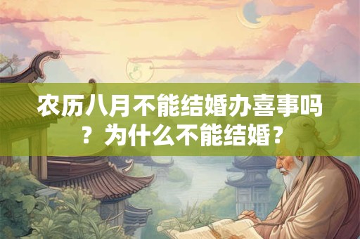 农历八月不能结婚办喜事吗?为什么不能结婚? 农历八月不能结婚办喜事吗?为什么不能结婚?