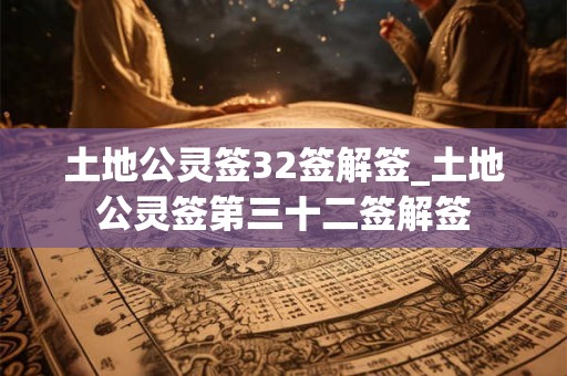 土地公灵签32签解签_土地公灵签第三十二签解签