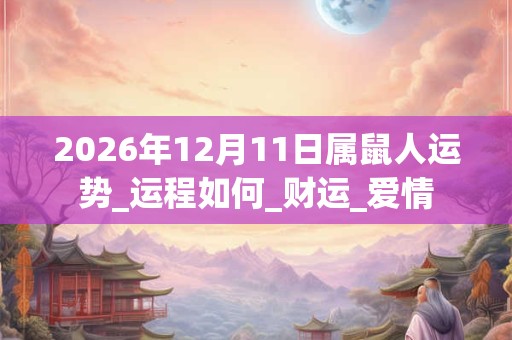 2026年12月11日属鼠人运势_运程如何_财运_爱情