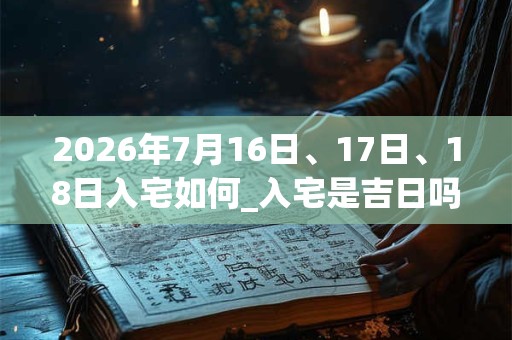 2026年7月16日、17日、18日入宅如何_入宅是吉日吗