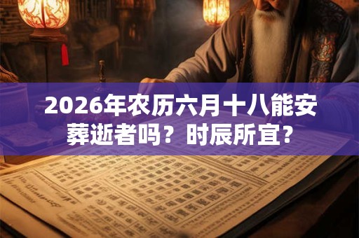 2026年农历六月十八能安葬逝者吗？时辰所宜？