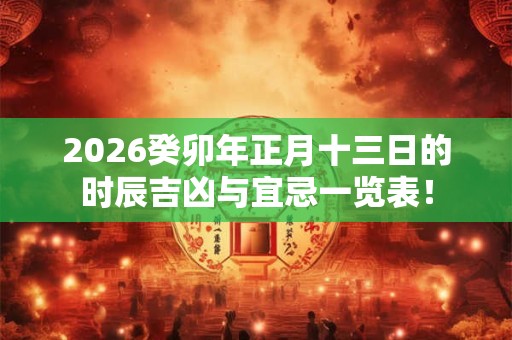 2026癸卯年正月十三日的时辰吉凶与宜忌一览表！