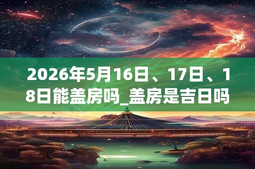 2026年5月16日、17日、18日能盖房吗_盖房是吉日吗