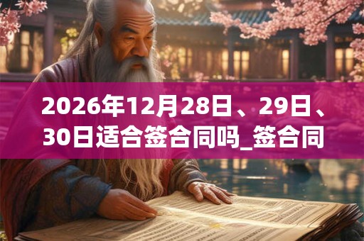 2026年12月28日、29日、30日适合签合同吗_签合同吉利吗