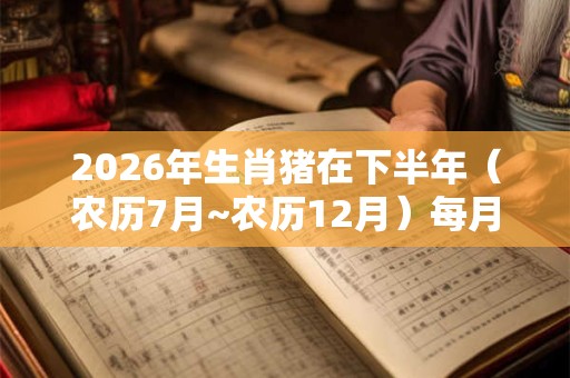 2026年生肖猪在下半年（农历7月~农历12月）每月运势解析！