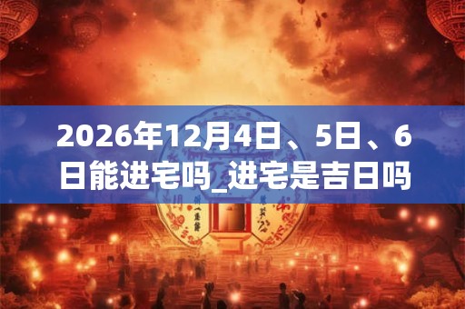 2026年12月4日、5日、6日能进宅吗_进宅是吉日吗
