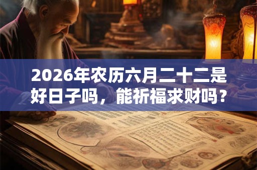 2026年农历六月二十二是好日子吗，能祈福求财吗？