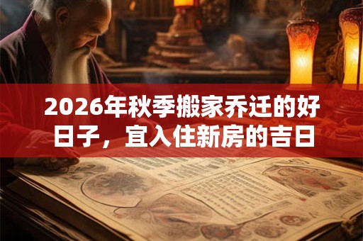 2026年秋季搬家乔迁的好日子，宜入住新房的吉日