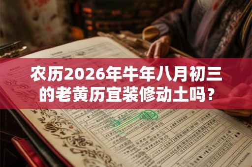 农历2026年牛年八月初三的老黄历宜装修动土吗？