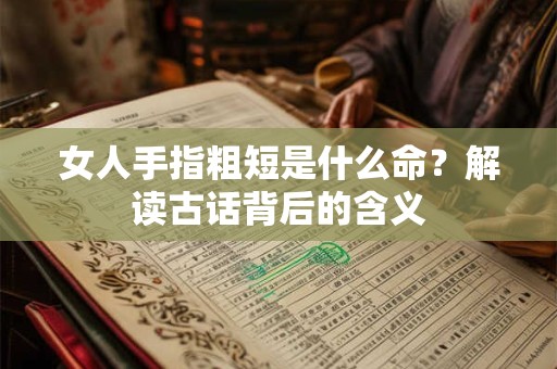 女人手指粗短是什么命？解读古话背后的含义