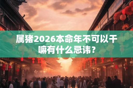 属猪2026本命年不可以干嘛有什么忌讳？