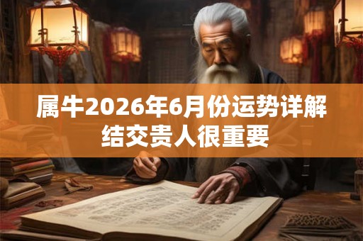 属牛2026年6月份运势详解 结交贵人很重要 属牛2026年6月份运势详解 结交贵人很重要