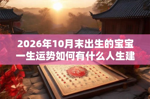 2026年10月末出生的宝宝一生运势如何有什么人生建议？