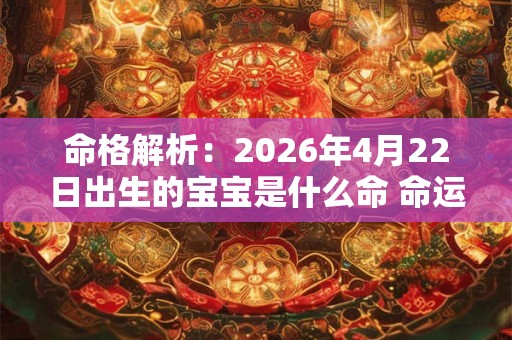 命格解析:2026年4月22日出生的宝宝是什么命 命运好吗 命格解析:2026年4月22日出生的宝宝是什么命 命运好吗