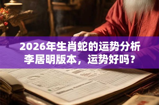 2026年生肖蛇的运势分析李居明版本，运势好吗？