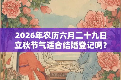 2026年农历六月二十九日立秋节气适合结婚登记吗？