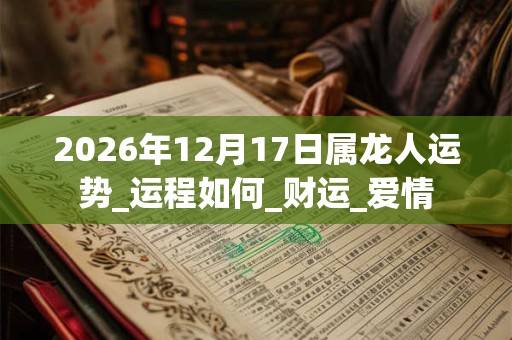 2026年12月17日属龙人运势_运程如何_财运_爱情 2026年12月17日属龙人运势_运程如何_财运_爱情